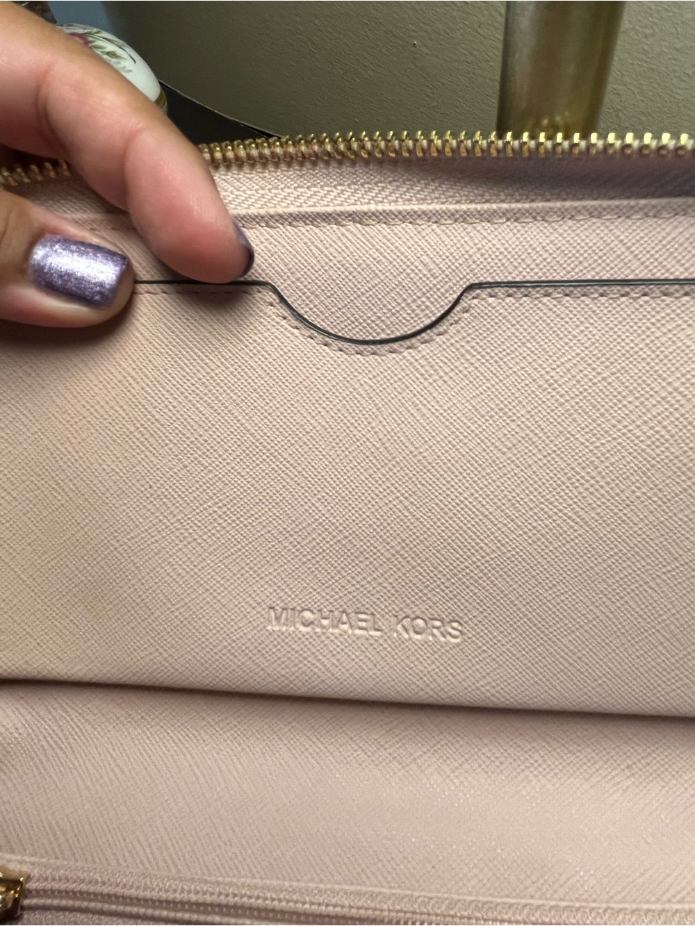 Michael Kors Fulton  Pebbled pink Leather Zip-Around Wallet EUC - Picture 9 of 14